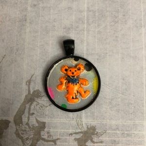 Neon Grateful Dead Dancing Bear Pendant oOaK